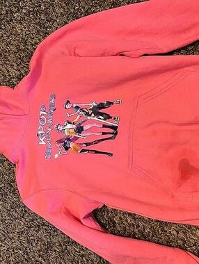 Girls K-pop Demon Hunters Pink Graphic Hoodie